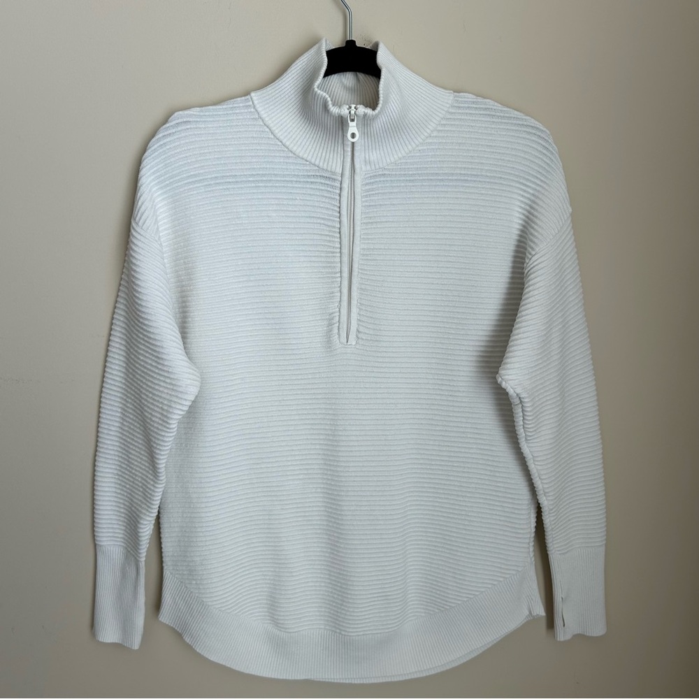 Offline by Aerie Oversized White Pull Over 1/4 Zip Sweater Sweatshirt Top Sz XS